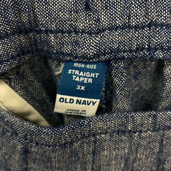 Old Navy 3X High-Waisted Chambray Cropped Linen-Blend Tapered Pants - Picture 8 of 8